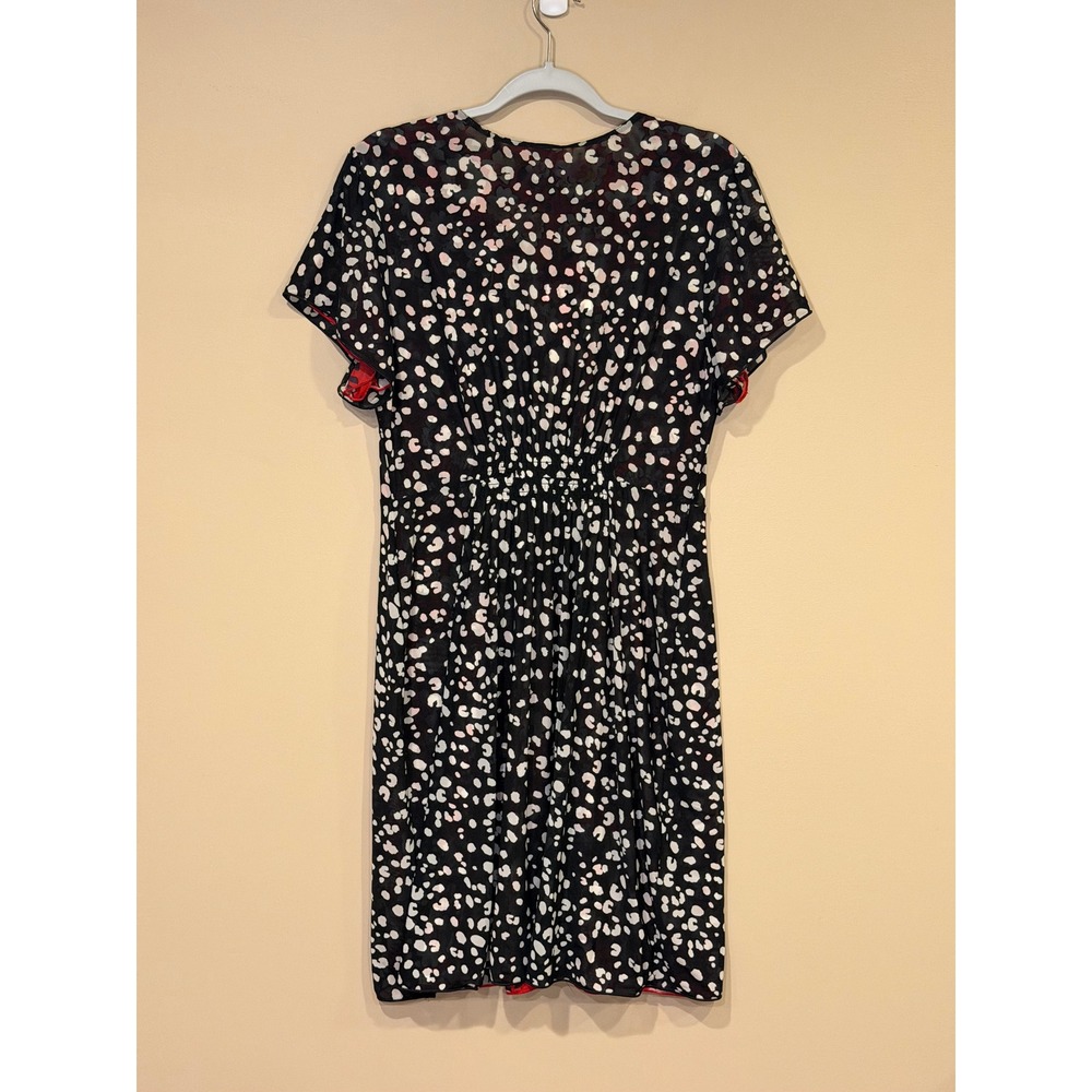 Cabi Red Black Dress Medium Reversible Animal Floral Mesh Sheath Capsule Bodycon - Picture 4 of 7